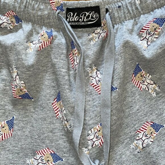 Polo Bear Ralph Lauren Men’s Team USA Flag Jogger Sleep Lounge Pants Gray Medium - Picture 2 of 4